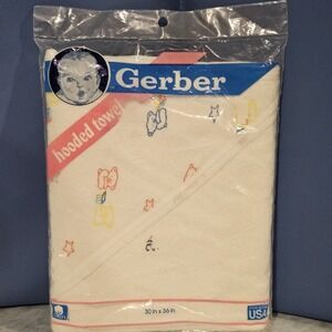 Vintage 1989 Gerber Hooded Baby Towel New Sealed Made In USA Nursery